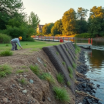 Czy warto stosować geokraty do umocnienia brzegu działki nad rzeką? umocnienie brzegu