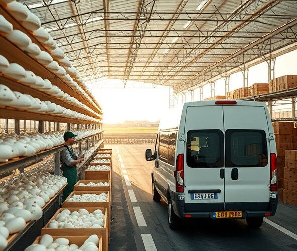 Który producent pieczarek z Łódzkiego oferuje elastyczne dostawy dla sklepów?